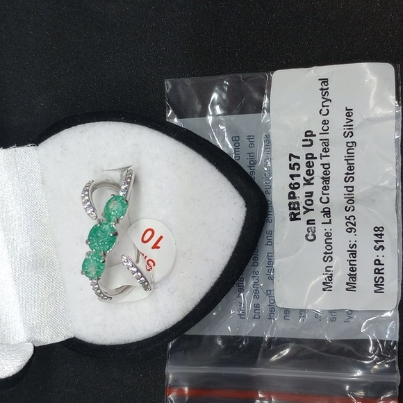 Bomb Party Can you keep up lab created teal ice Crystal 925Solid sterling silver - Picture 6 of 6